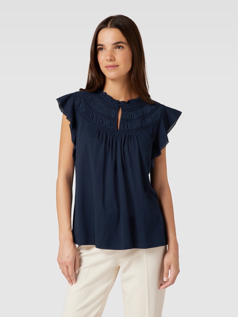 Bluse mit Volants Modell 'ISALOAH' in marineblau