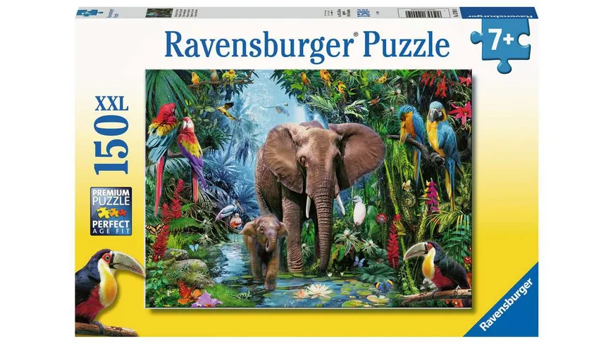Ravensburger Puzzle - Dschungelelefanten, 150 XXL Teile