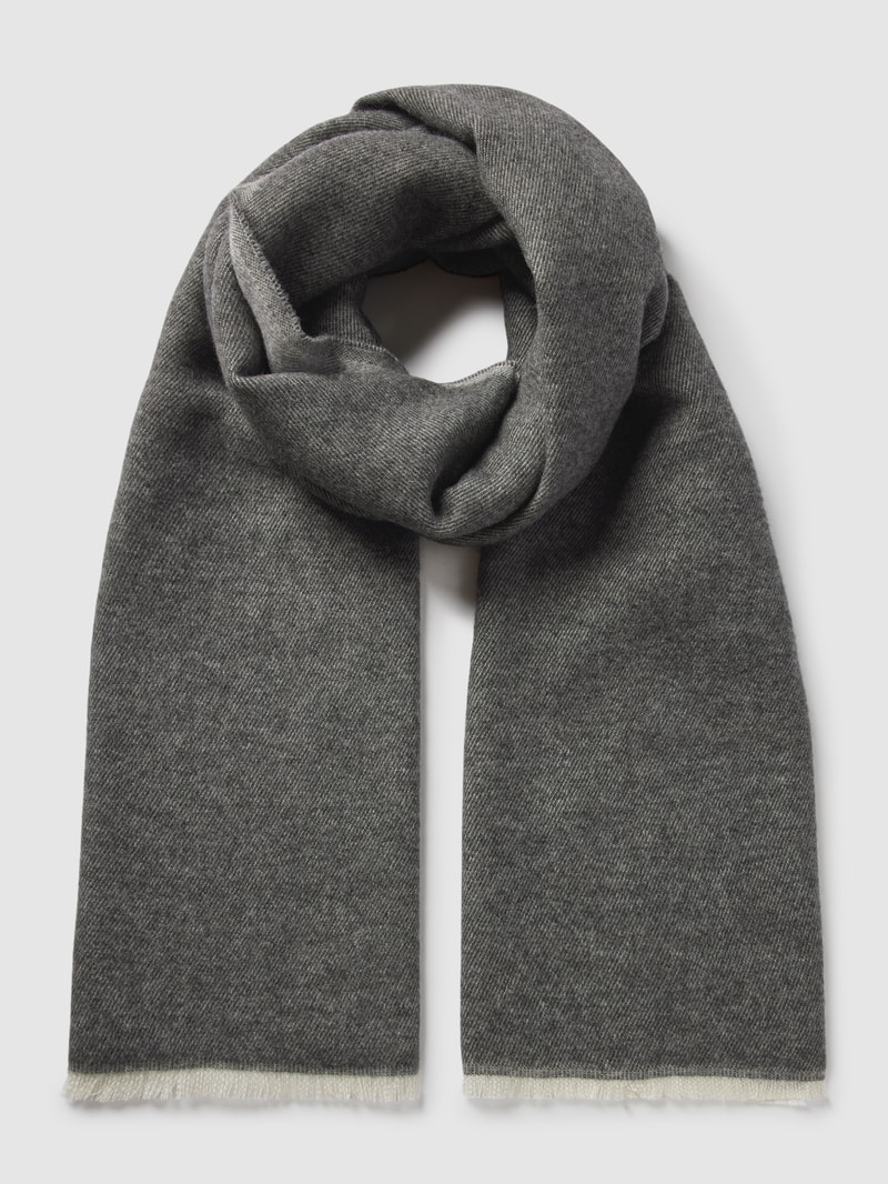 Schal aus Woll-Mix mit Label-Detail Modell 'Magno' in mittelgrau
