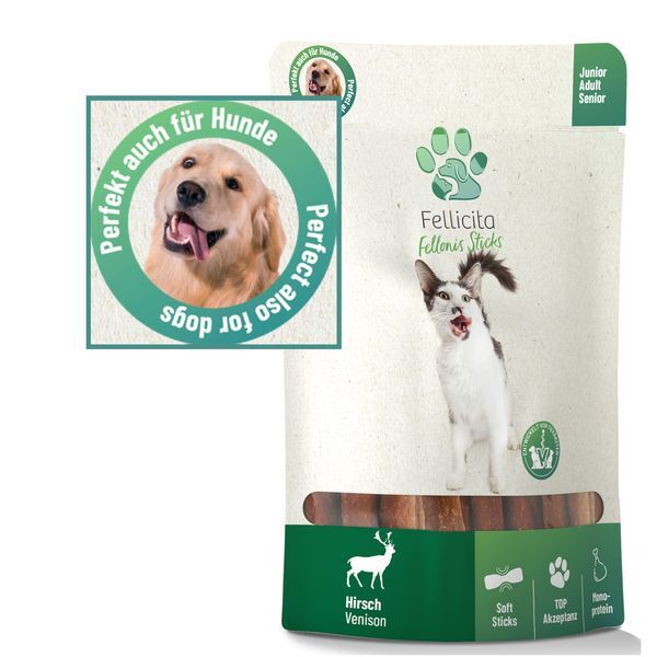 Fellicita Snacks Fellicita Hirsch Sticks 10x 50g Fellonis Hundesnacks