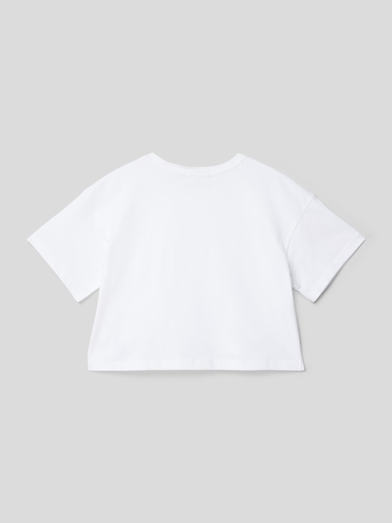 T-Shirt mit Label-Detail Modell 'STACK' in weiss