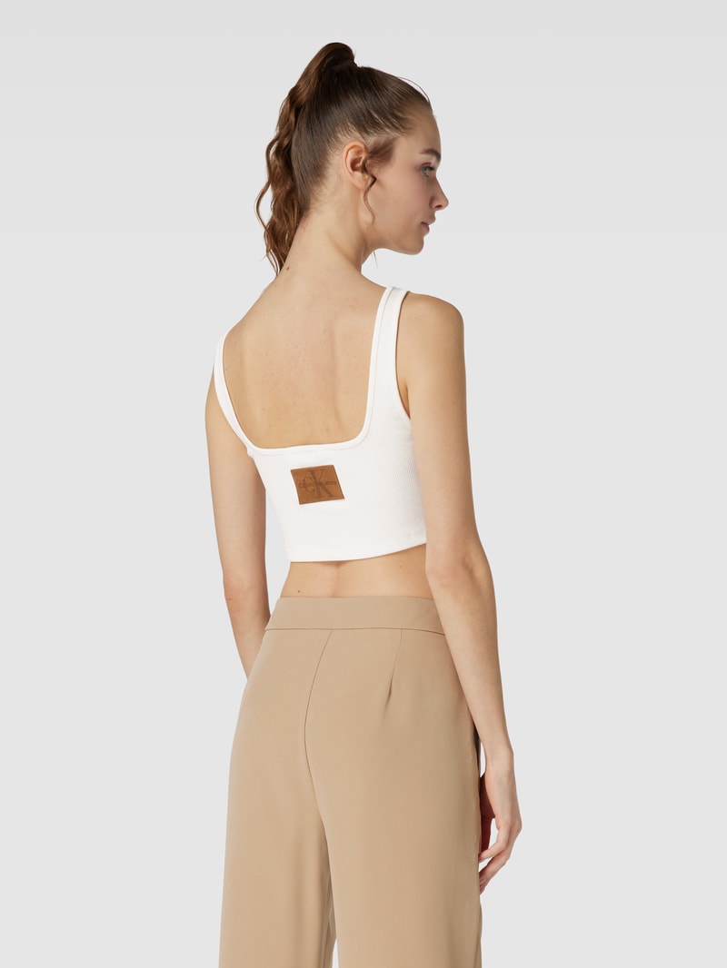 Bralette mit Leder-Patch in offwhite