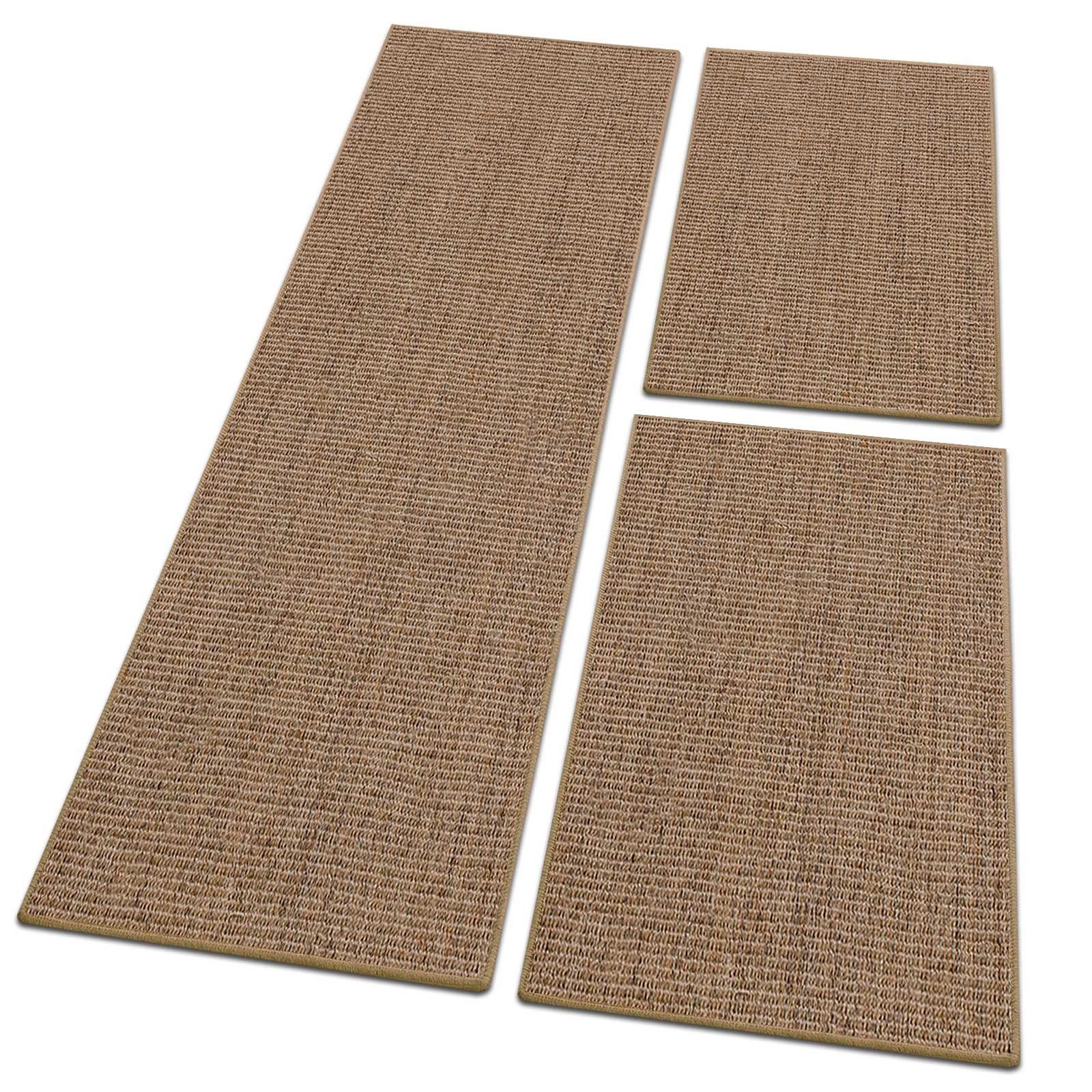 Bettumrandung Sylt Kork, 3 Größen, Teppichläufer, ideal im Schlafzimmer Floordirekt, Höhe 6 mm, (3-tlg), Sisal