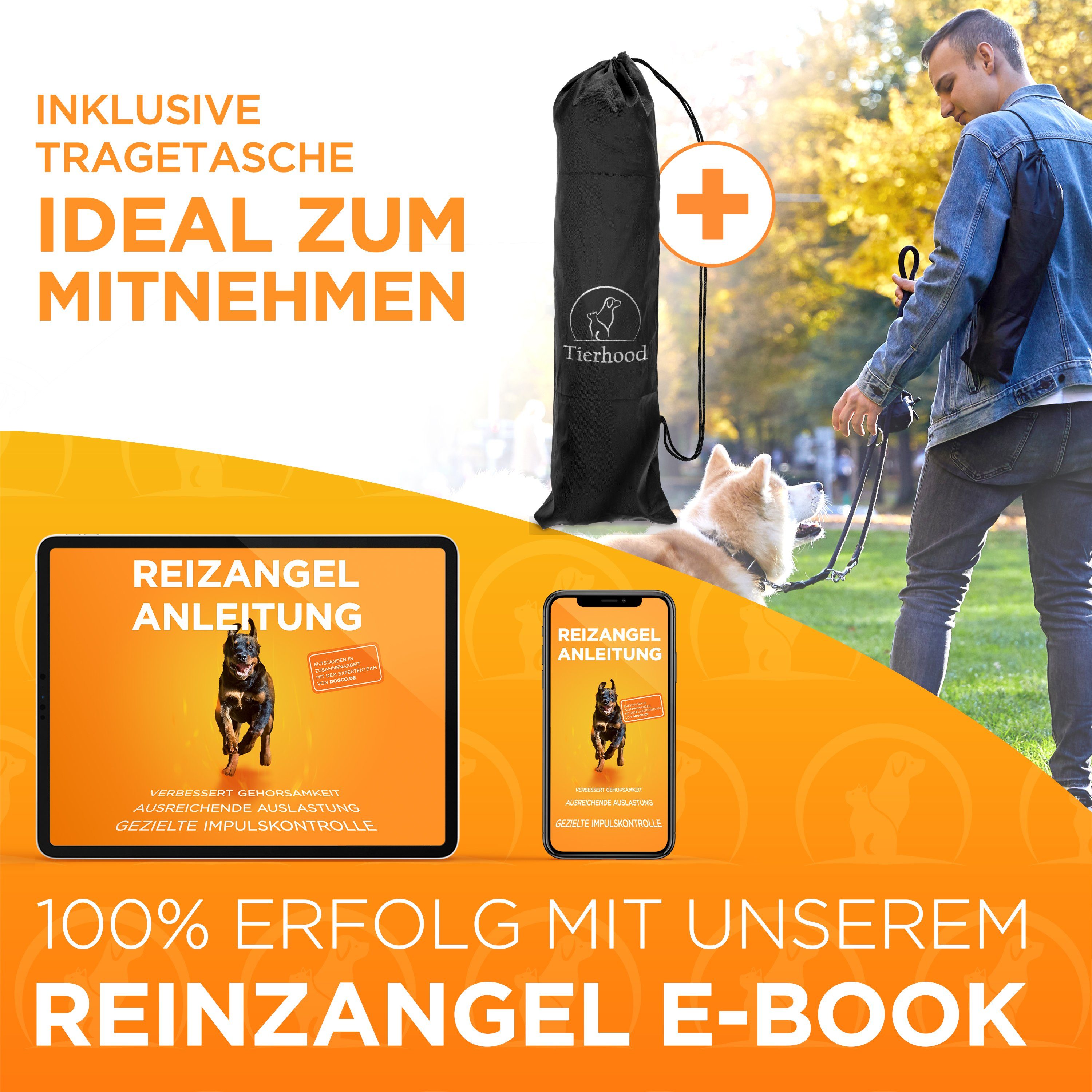 Tierhood Reizangel Tierhood ® Reizangel für kleine und große Hunde inkl Hundespielzeug