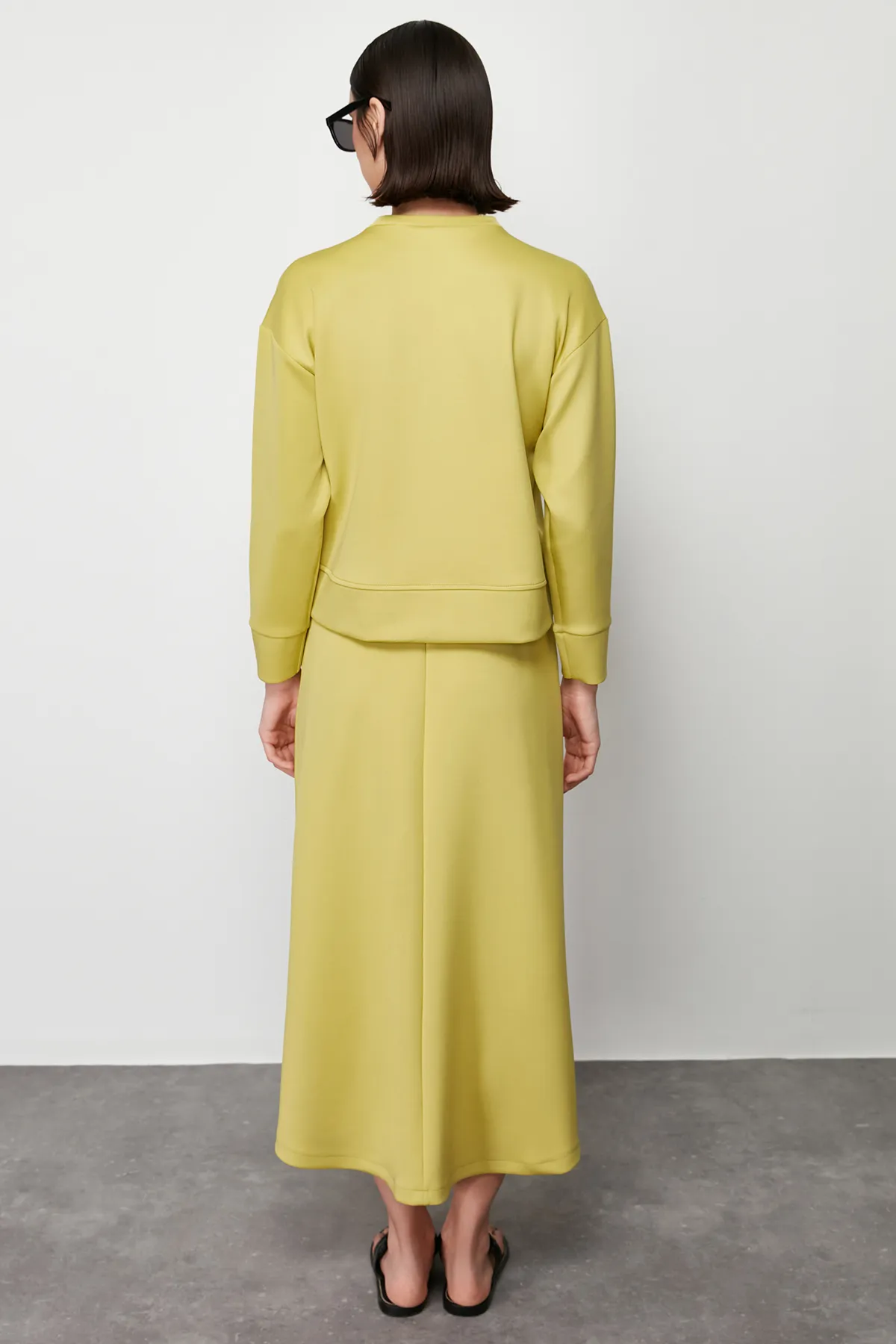 Trendyol Modest  Grüner schlichter Strick-Sweatrock-Anzug für Taucher/Taucher TCTSS24US00039
