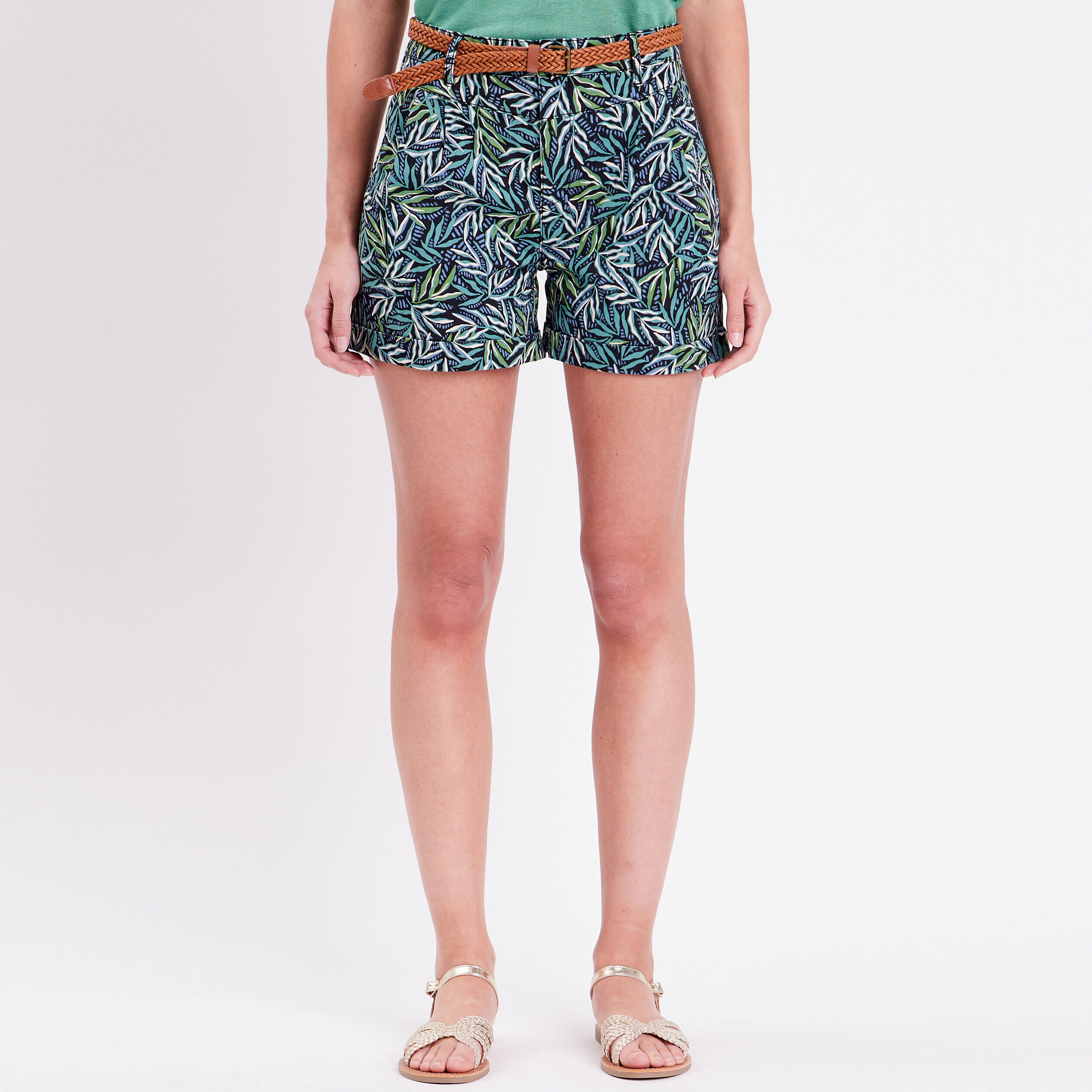 Short chino ceinturé noir femme | Cache Cache