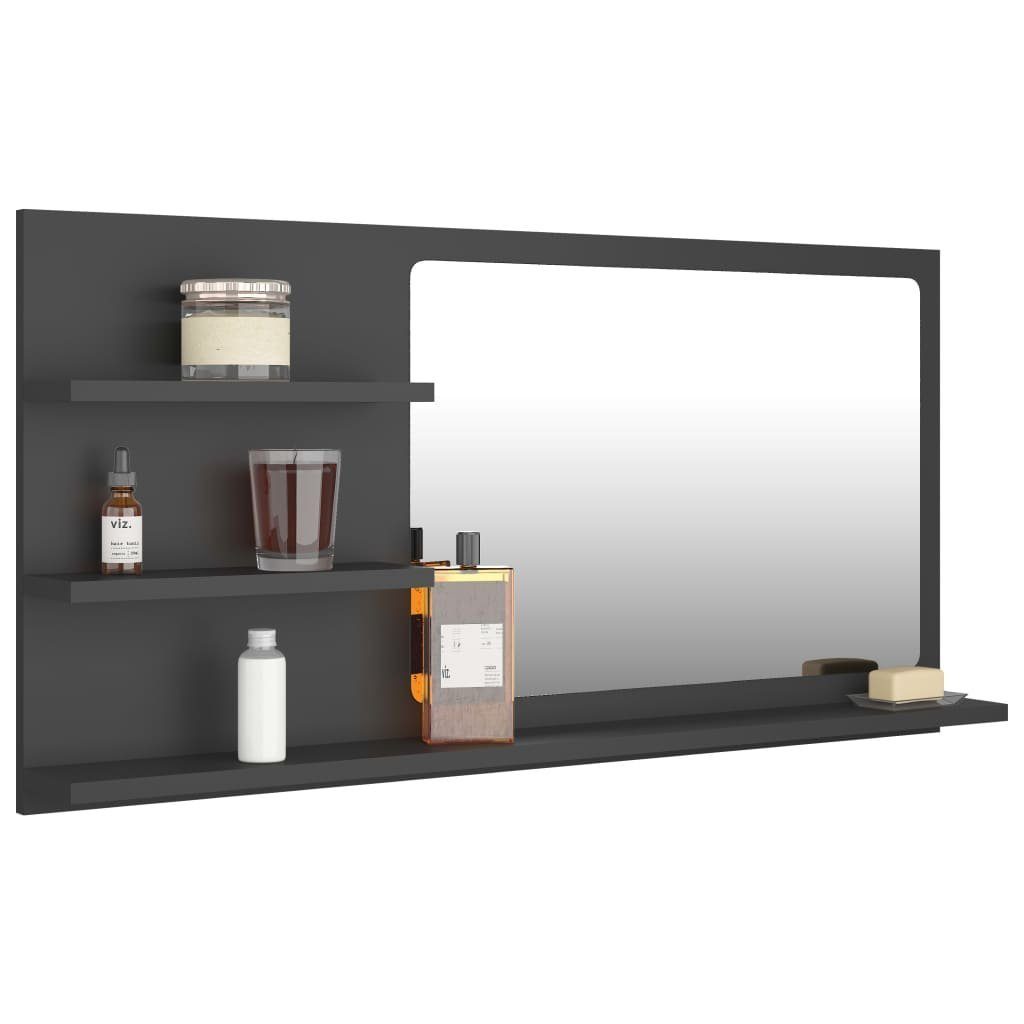 vidaXL Badezimmerspiegelschrank Badspiegel Grau 90x10,5x45 cm Holzwerkstoff (1-St)