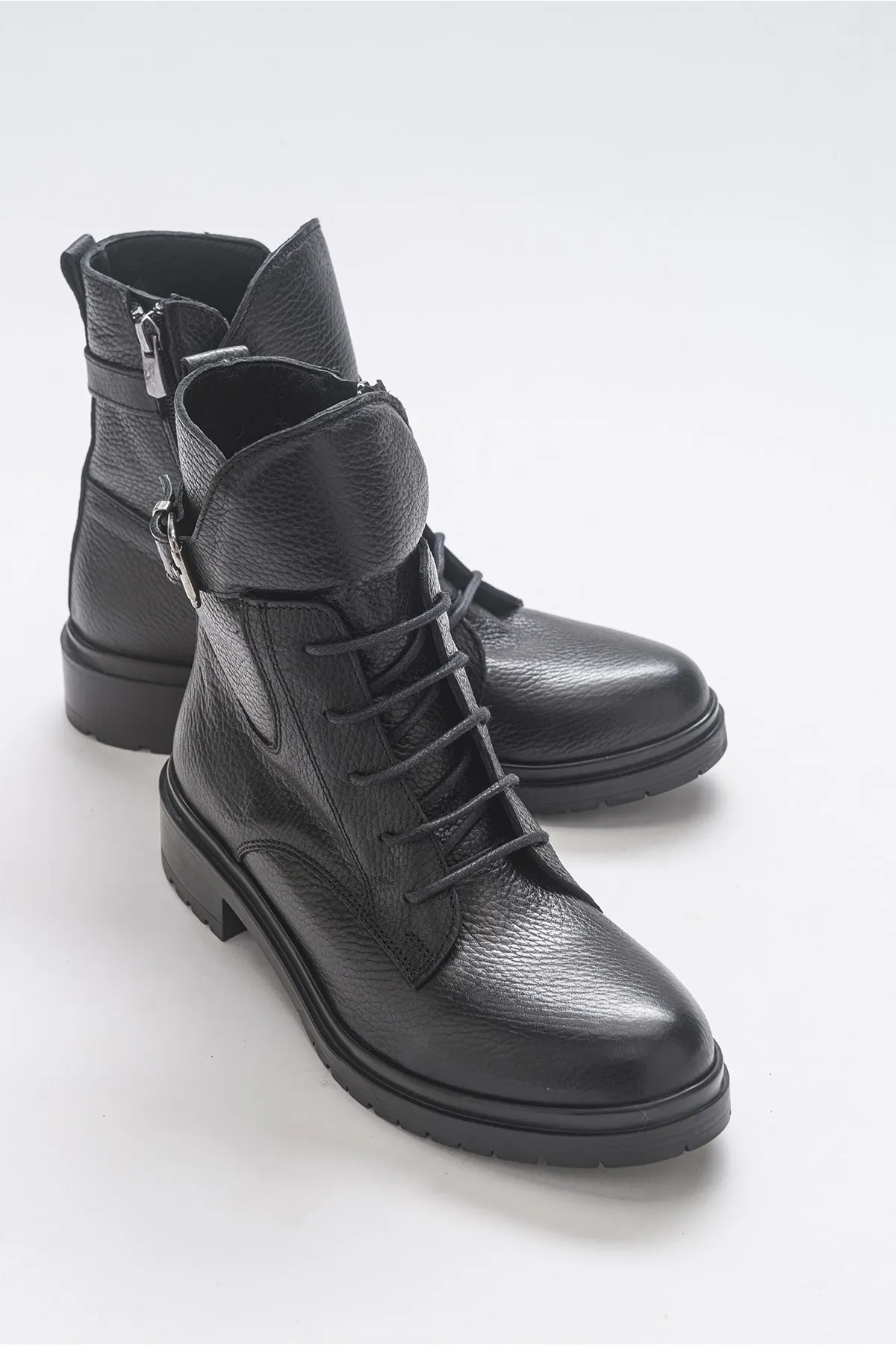LuviShoes  Soile Black Floater Damenstiefel aus echtem Leder