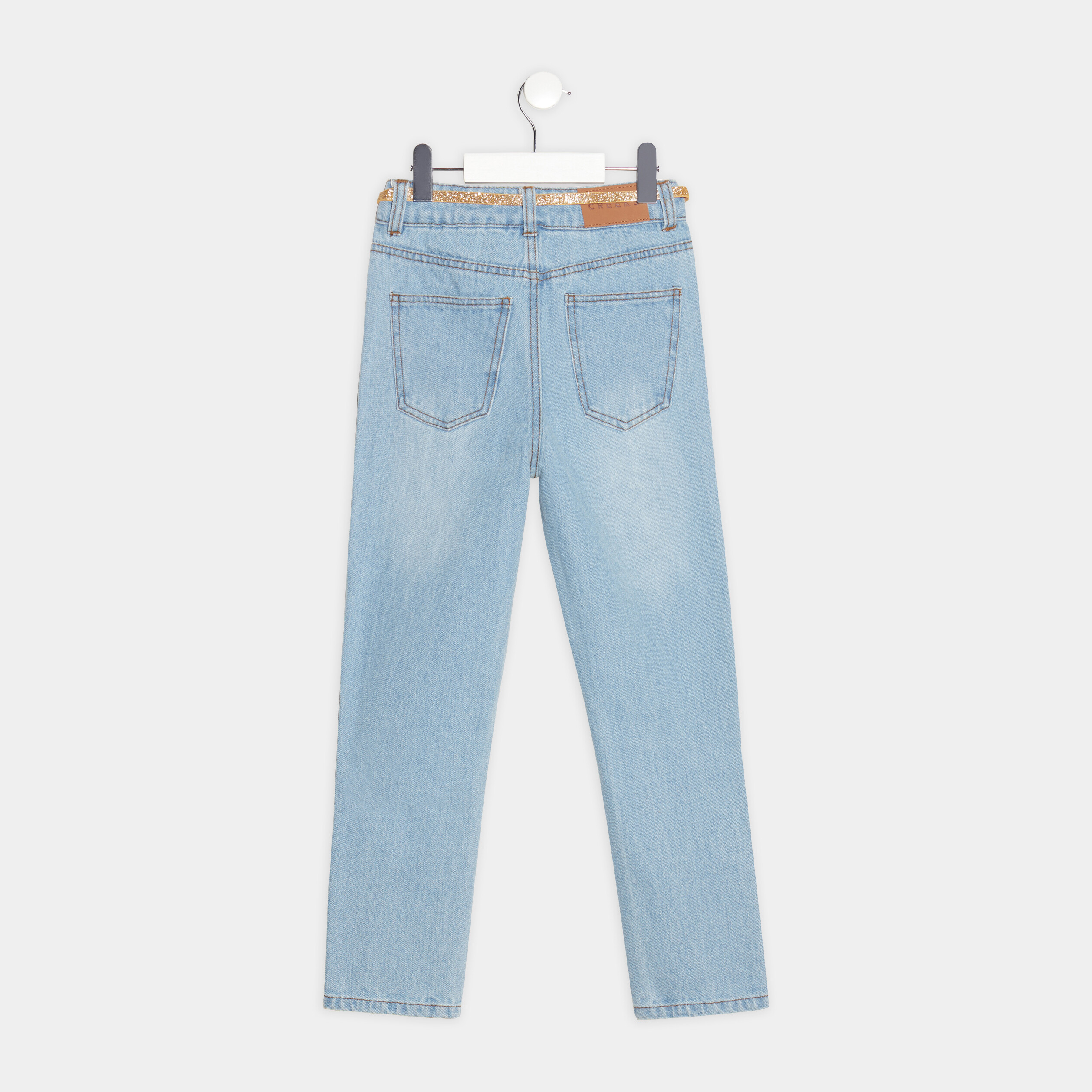Jeans mom taille haute Creeks denim triple stone fille | La Halle