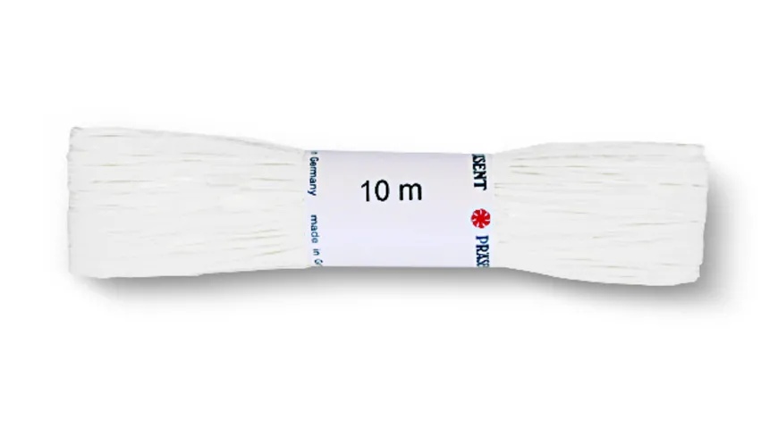 PRÄSENT Raffia Bastband Strängchen weiss 10 m
