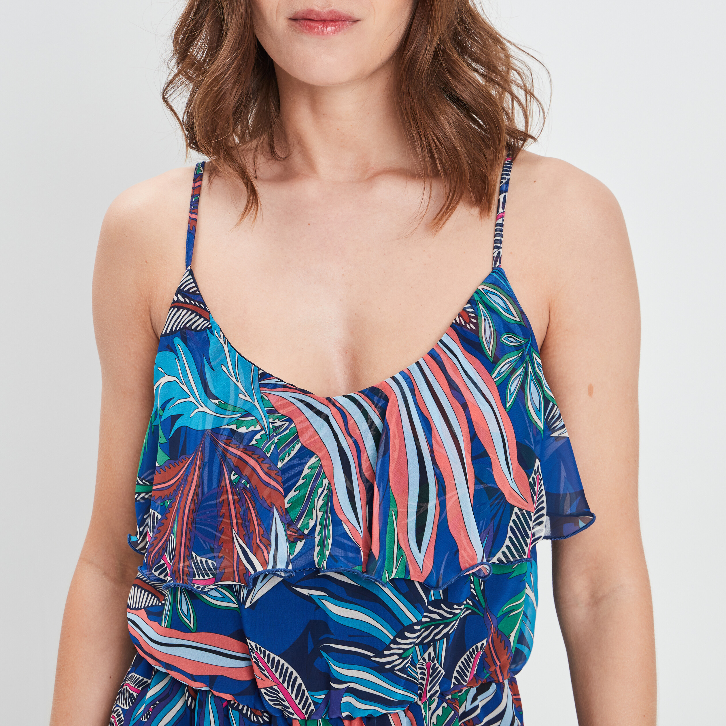 Robe droite fluide à bretelles bleu marine femme | La Halle