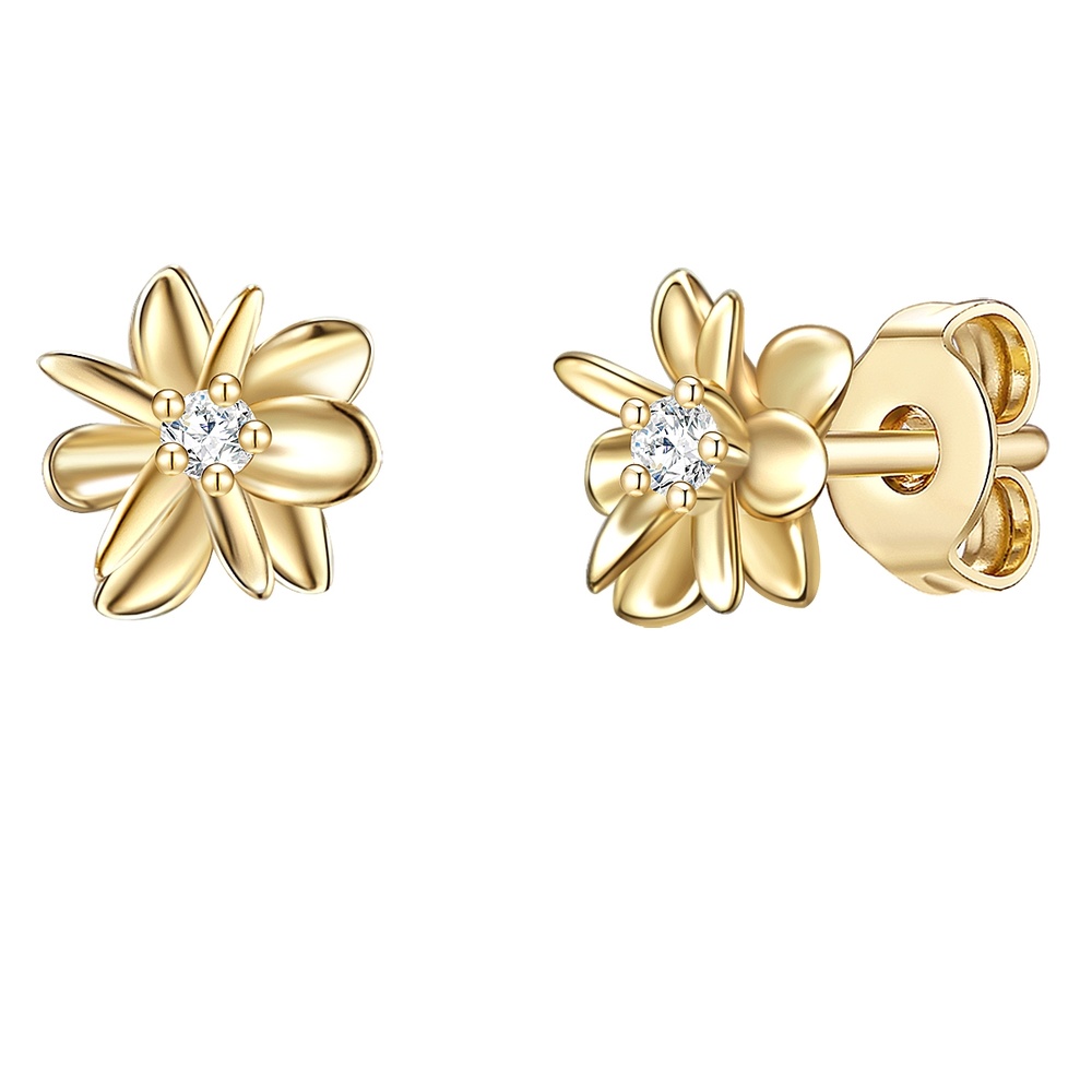 Glanzstücke München Puces d'oreilles en argent Fleur Argent sterling Oxyde de zirconium (CZ) en Or ja Boucles d'oreilles