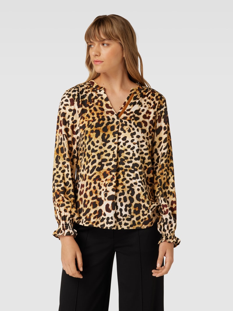 Bluse aus Viskose mit Animal-Print in beige