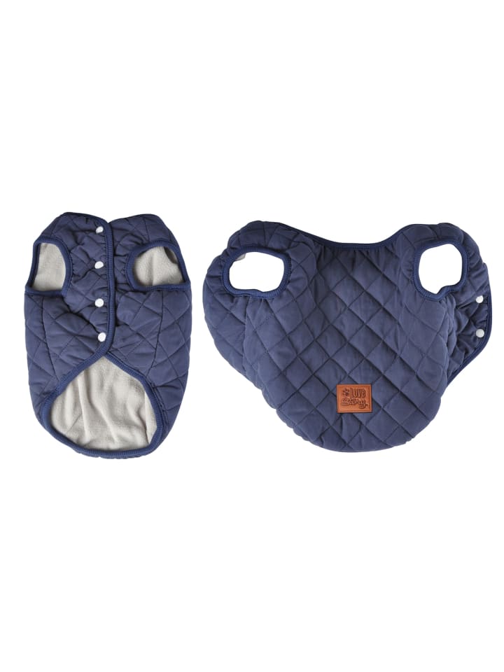dynamic24 Hunde Steppjacke Fleece Winterjacke  in Blau günstig kaufen 35