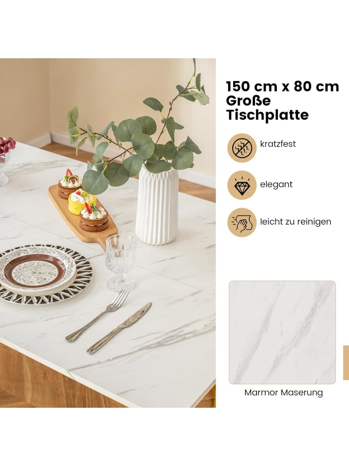 COSTWAY Esstisch Set 4-teilig in Weiß günstig kaufen onesize