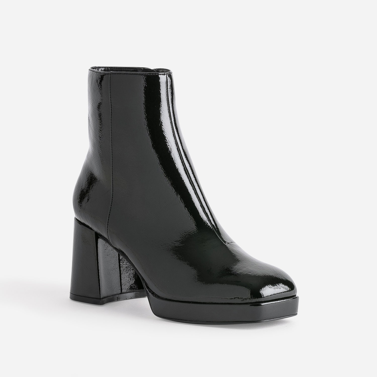 Boots noir éco-conçu verni à plateforme