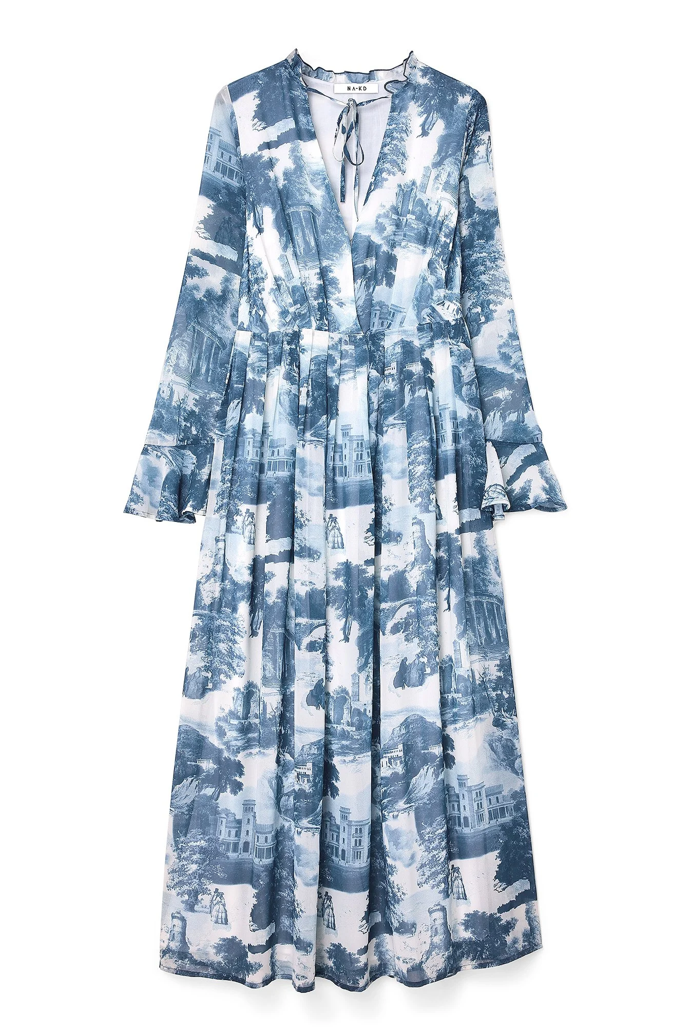 Gewebtes Maxikleid mit V-Ausschnitg