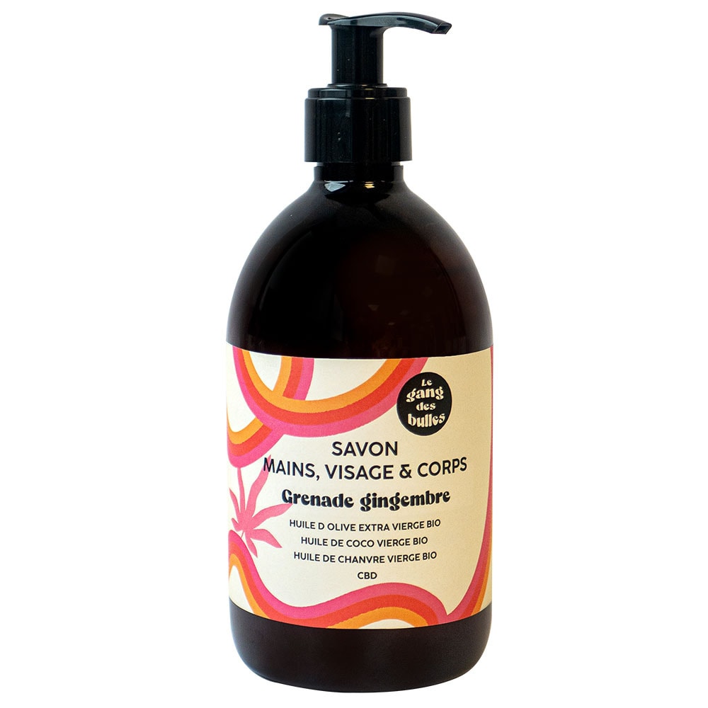 le gang des bulles Savon mains, visage  et  corps - grenade gingembre - 500 ml Savon