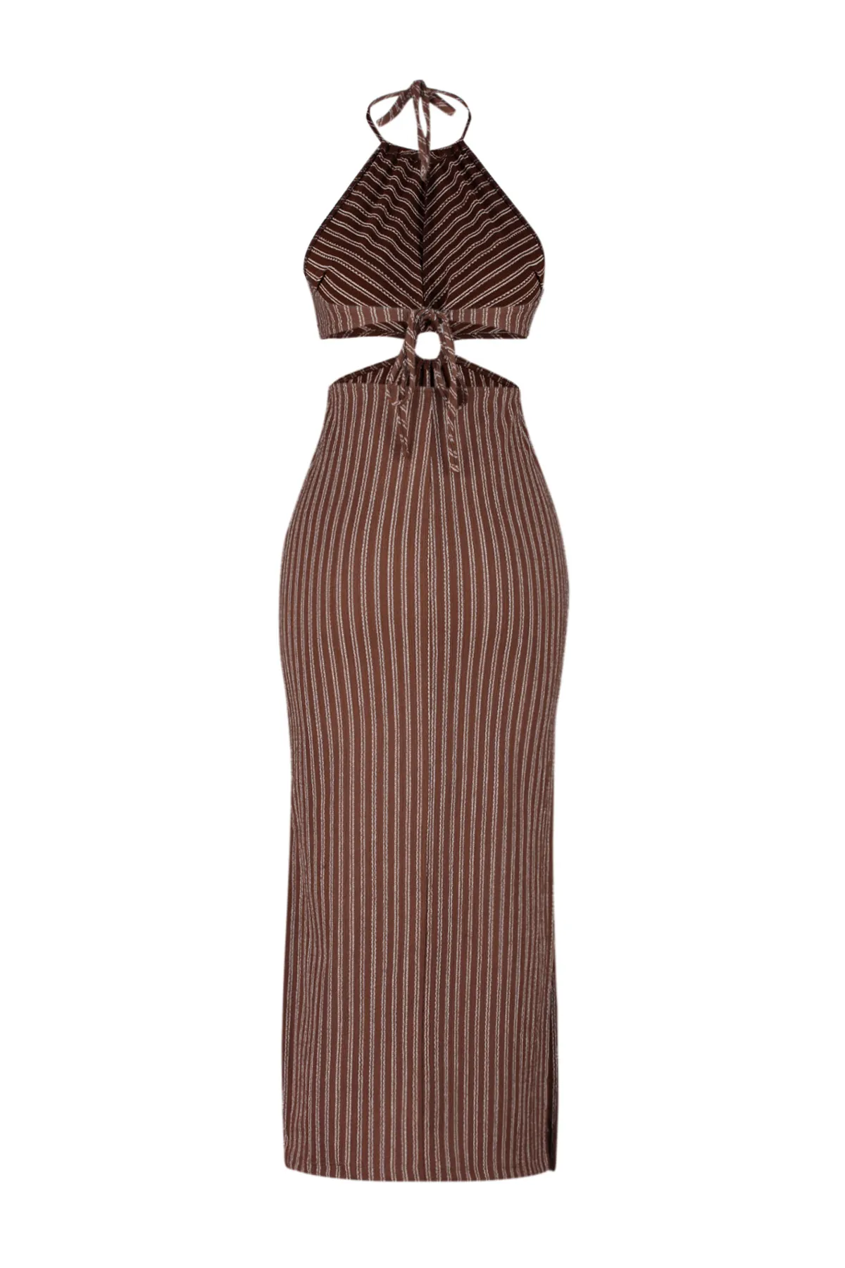 Trendyol Collection  Gestreiftes Maxi-Strandkleid aus Strick mit Accessoires TBESS23EL00066