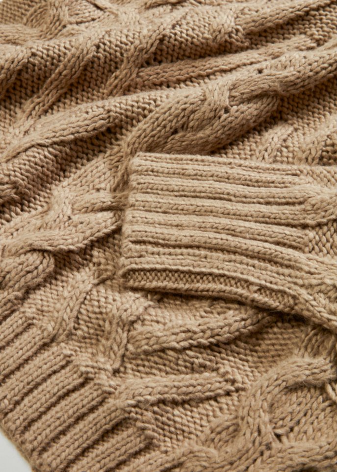 Rollkragen-Pullover mit Zopfmuster