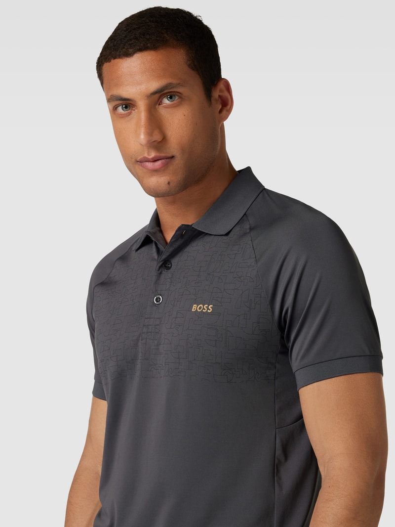 Slim Fit Stretch Poloshirt mit Label-Detail Modell 'Pauletech' in graphit