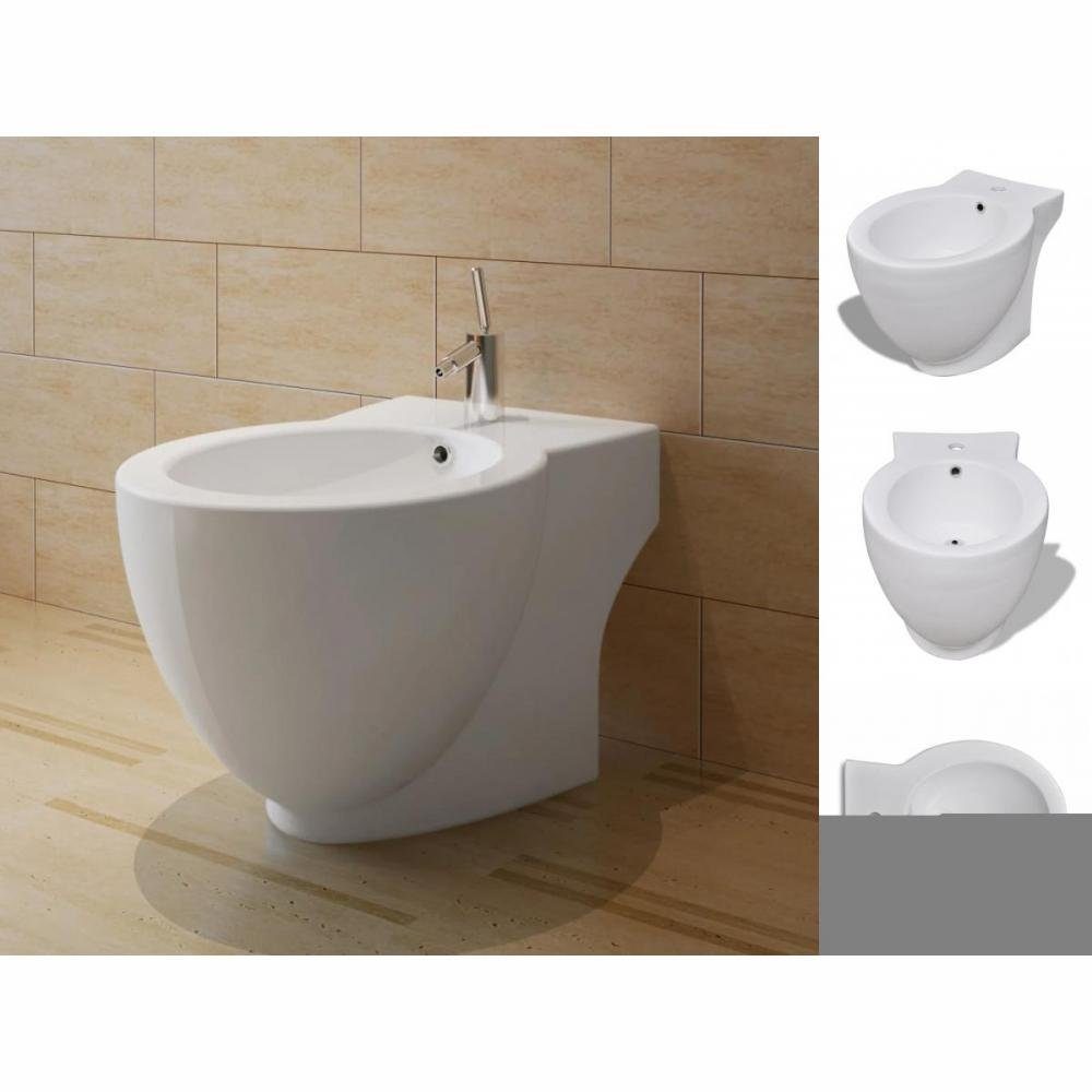 vidaXL Bidet Runder Bidetständer Weiß Hochwertige Keramik