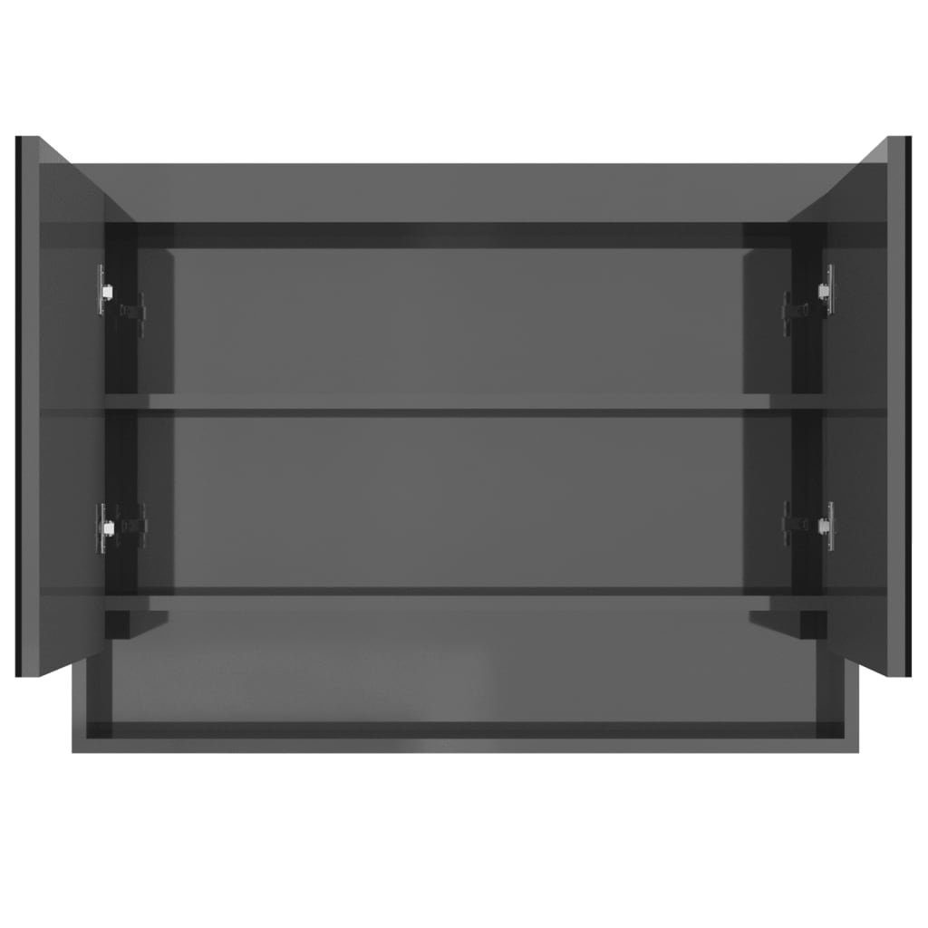 vidaXL Badezimmerspiegelschrank Spiegelschrank fürs Bad 80x15x60 cm MDF Glänzend Grau (1-St)