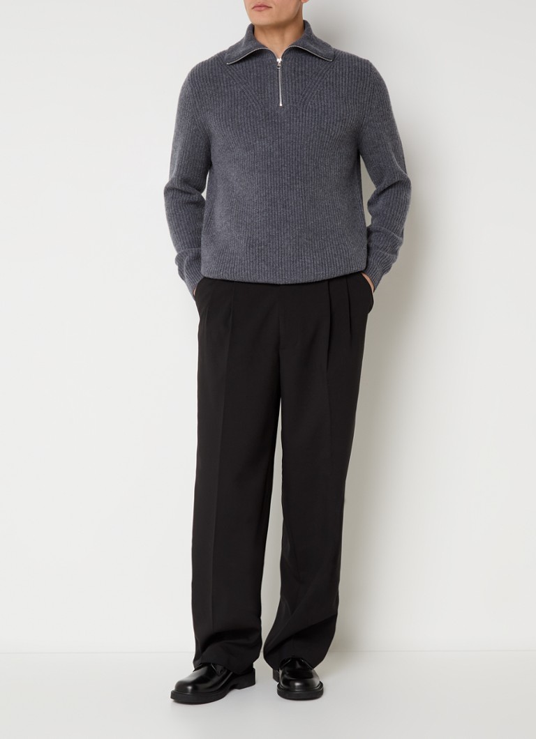 Maglione a coste in lana merino SAMSØE Jacks con mezza zip