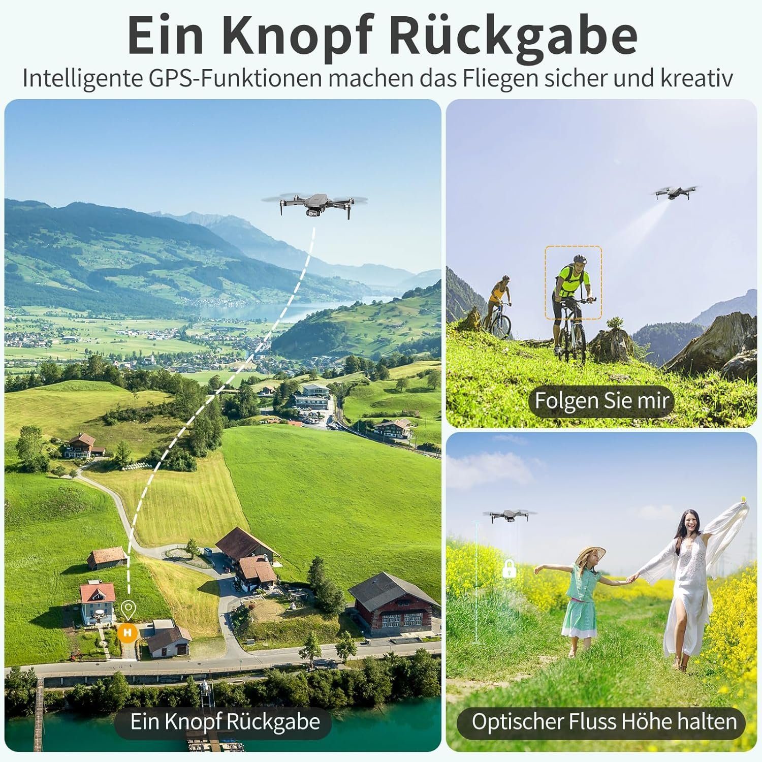Wipkviey Drohne (4K, Bürstenlos Motor, 48 Min. Flugzeit, RC Quadrocopter Optischer Leistungsstarke Motoren, Präzise Navigation)