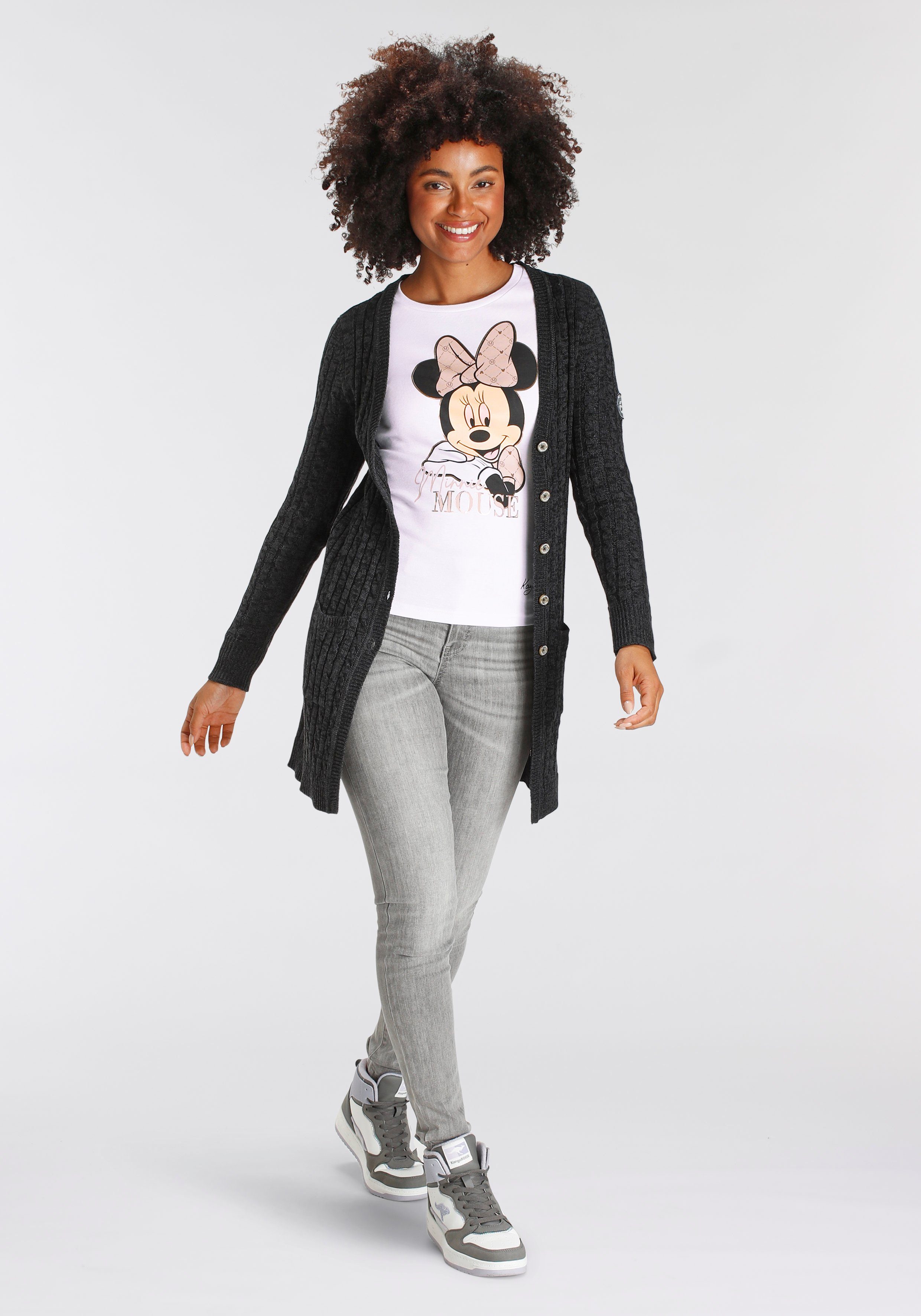 KangaROOS Longstrickjacke mit trendigem Zopfmuster und Taschen