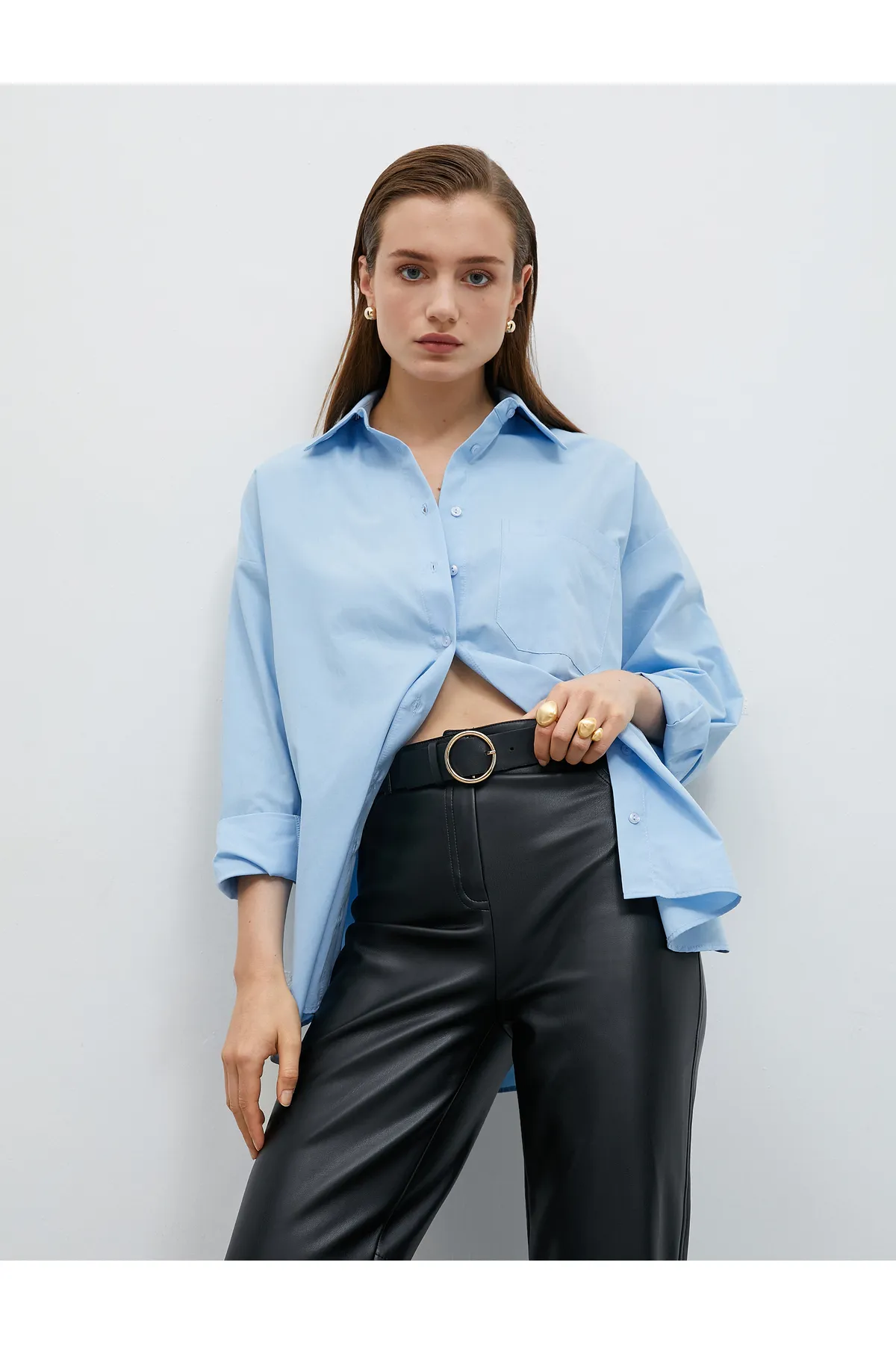 Koton  Oversize-Hemd aus Baumwolle mit Taschendetail