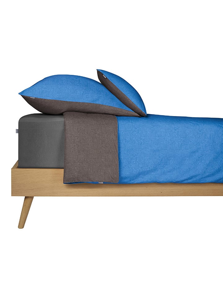 Schiesser 2er-Set: Renforcé-Kissenhüllen in Blau/ Anthrazit günstig kaufen 40x80 cm