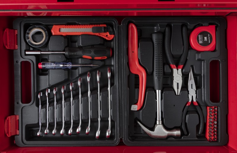 WOLFGANG TOOLS WOLFGANG Metall-Trolley 92-teilig Rot