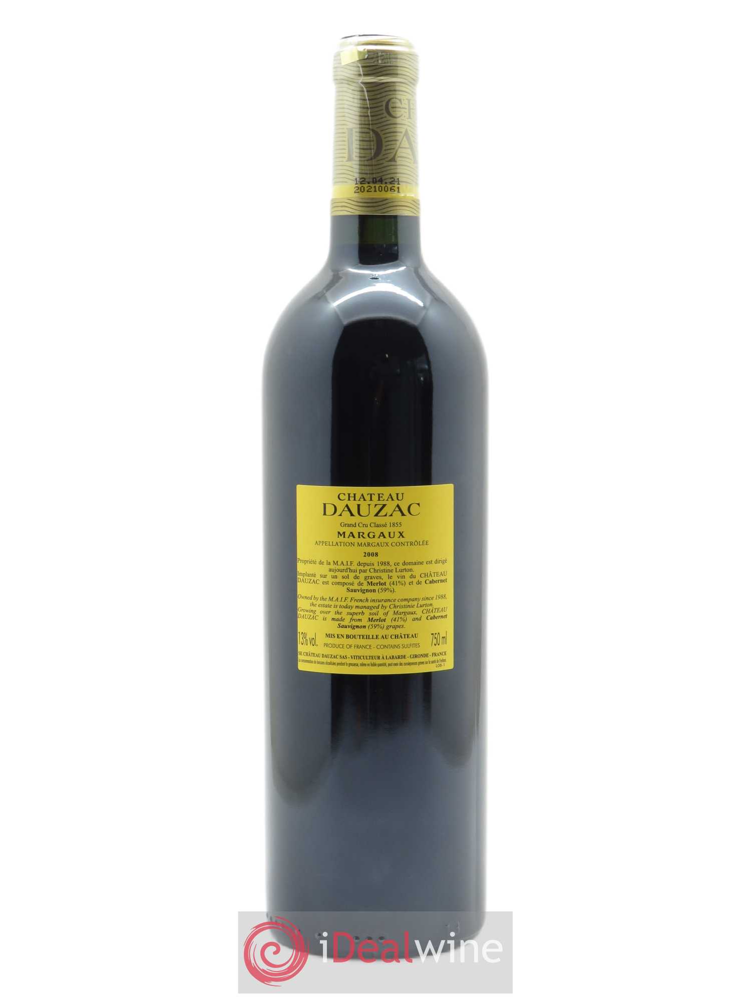 Château Dauzac 5ème Grand Cru Classé (CBO à partir de 6 bts) 2008 - Lot de 1 Bouteille