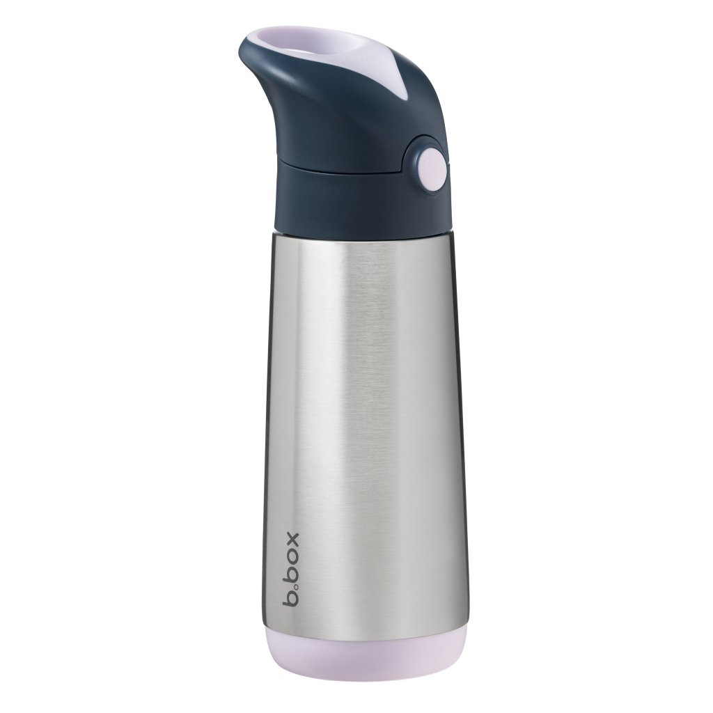b.box Stahlthermosflasche mit Strohhalm 500 ml - Indigo/Rosa