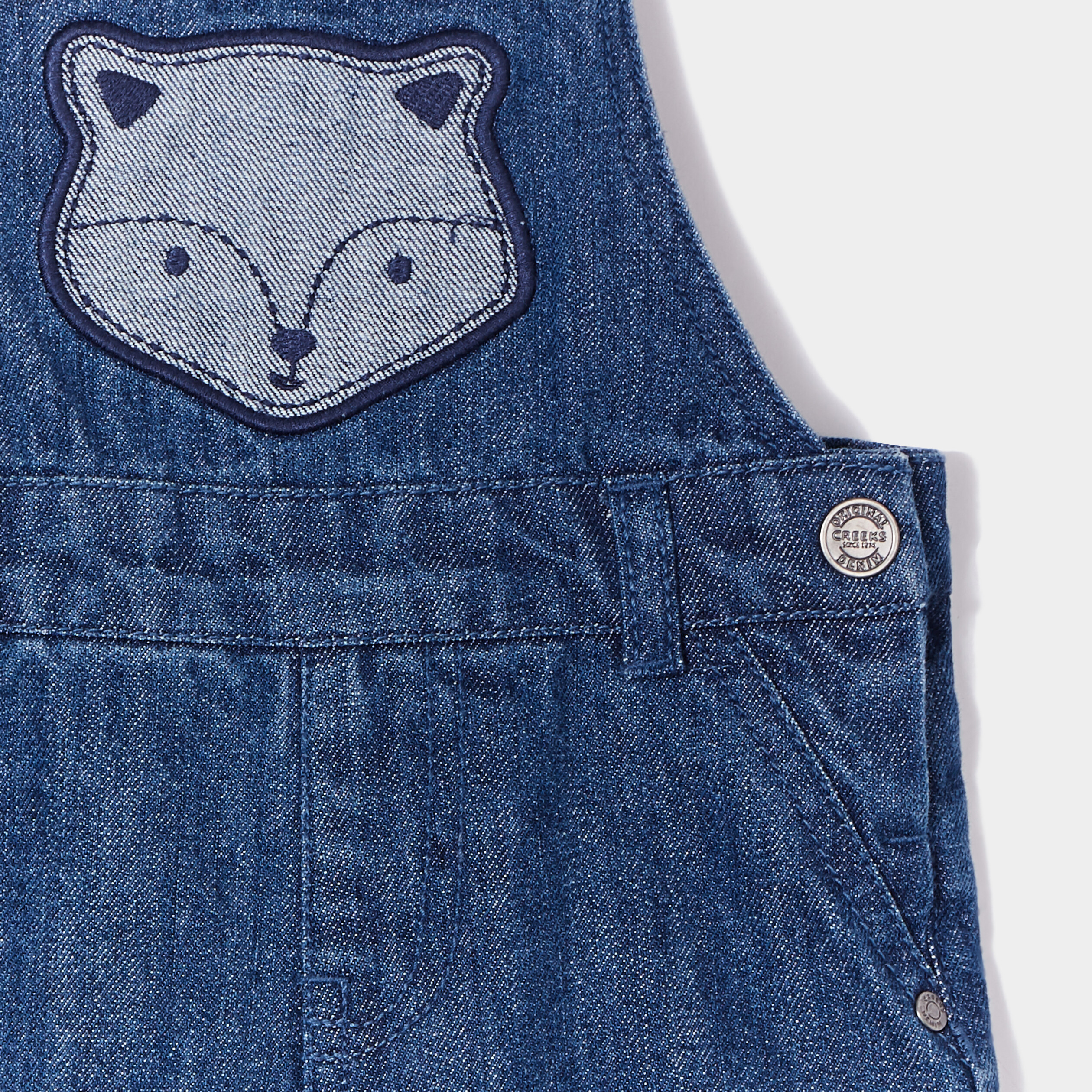 Salopette en jean patch buste denim stone bébé garçon | La Halle