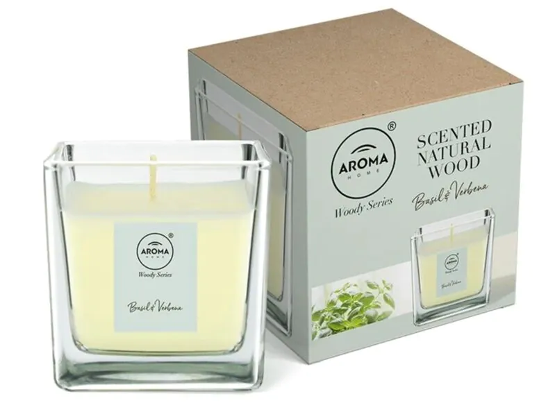 Aroma Home Woody Series свећа са босиљком и вербеном