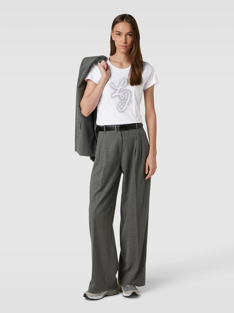 T-Shirt mit Ziersteinbesatz in weiss