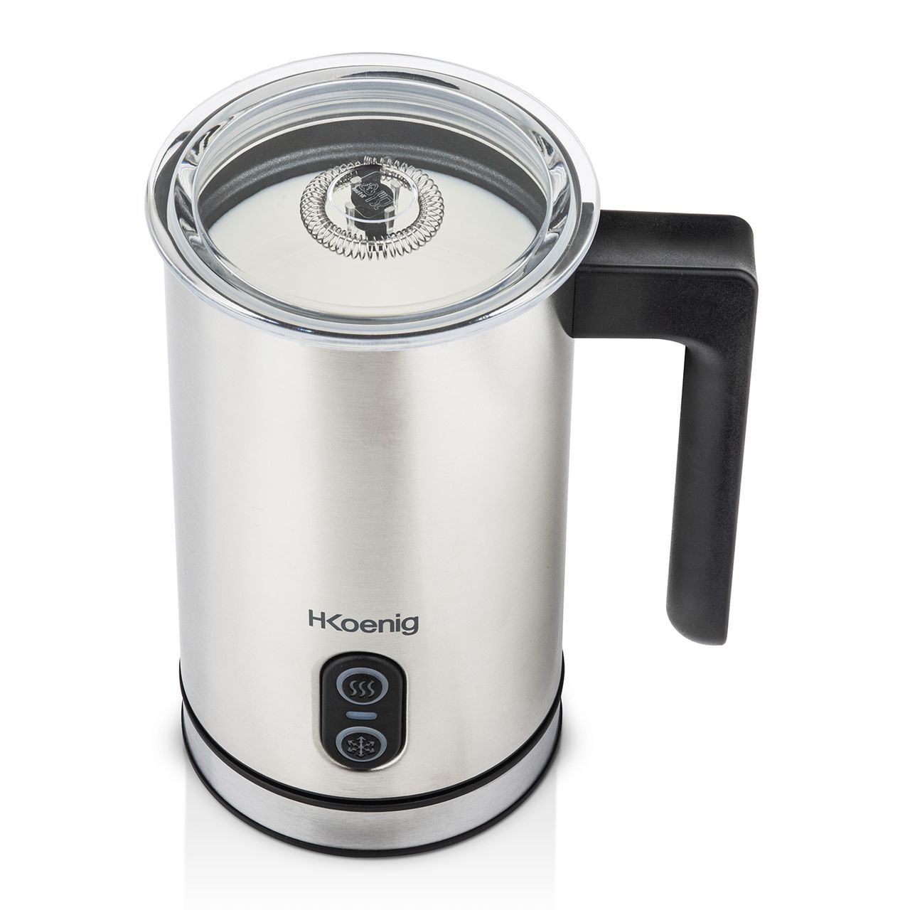H.Koenig Elektrischer Milchaufschäumer MLK8 - Edelstahl - 0,24L -cremiger Kalt- oder Heißschaum - Antihaftbeschichtung - automatische Abschaltung - ideal für Kaffee, heiße Schokolade, Cappuccino, Milch