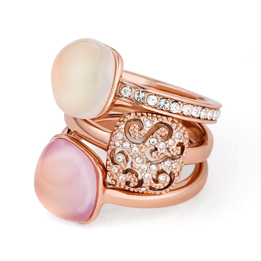 Pippa&Jean Bague tendance Laiton Cristaux de verre en Or rose Bague