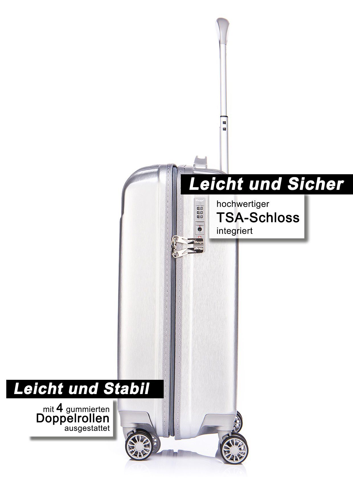 Verage Hartschalen-Trolley V-LITE, 4 Rollen, Hartschale, mit Doppelrollen, mit TSA-Zahlenschloss, Superleicht