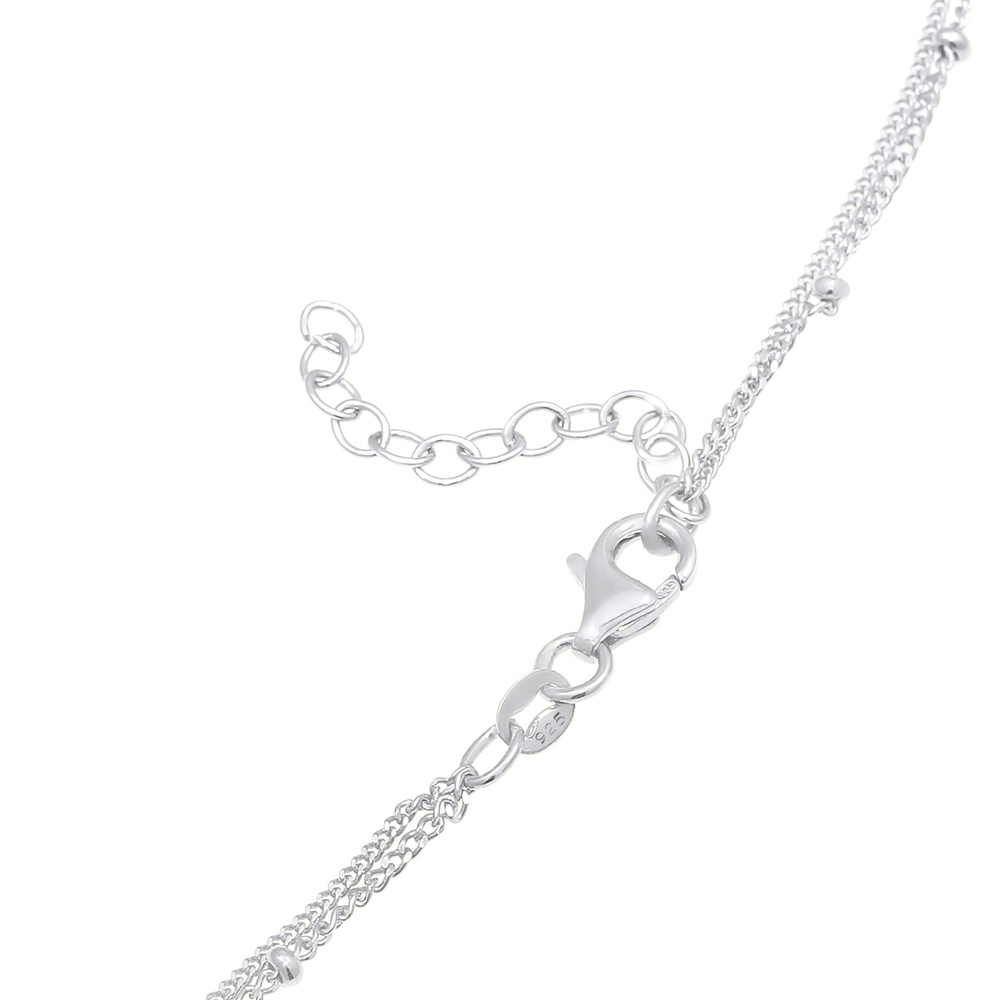 Elli Elli Collier Faucille de lune à deux couches pour dames en 925/1000 argent massif collier