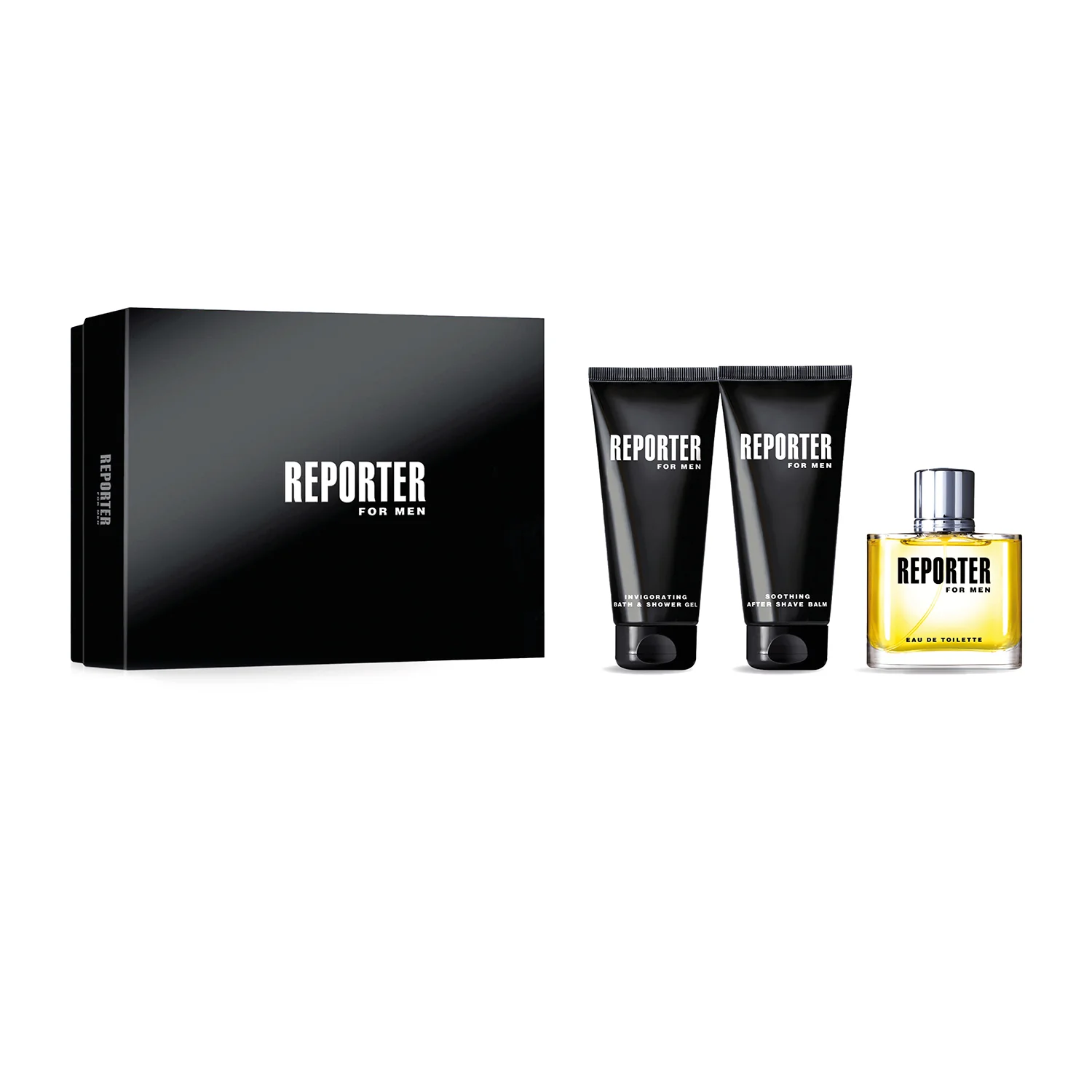 Set cadou Reporter pentru bărbați REPORTER FOR MEN - Parfum pentru bărbați, Apă de toaletă, Gel de baie și duș, Cremă după ras