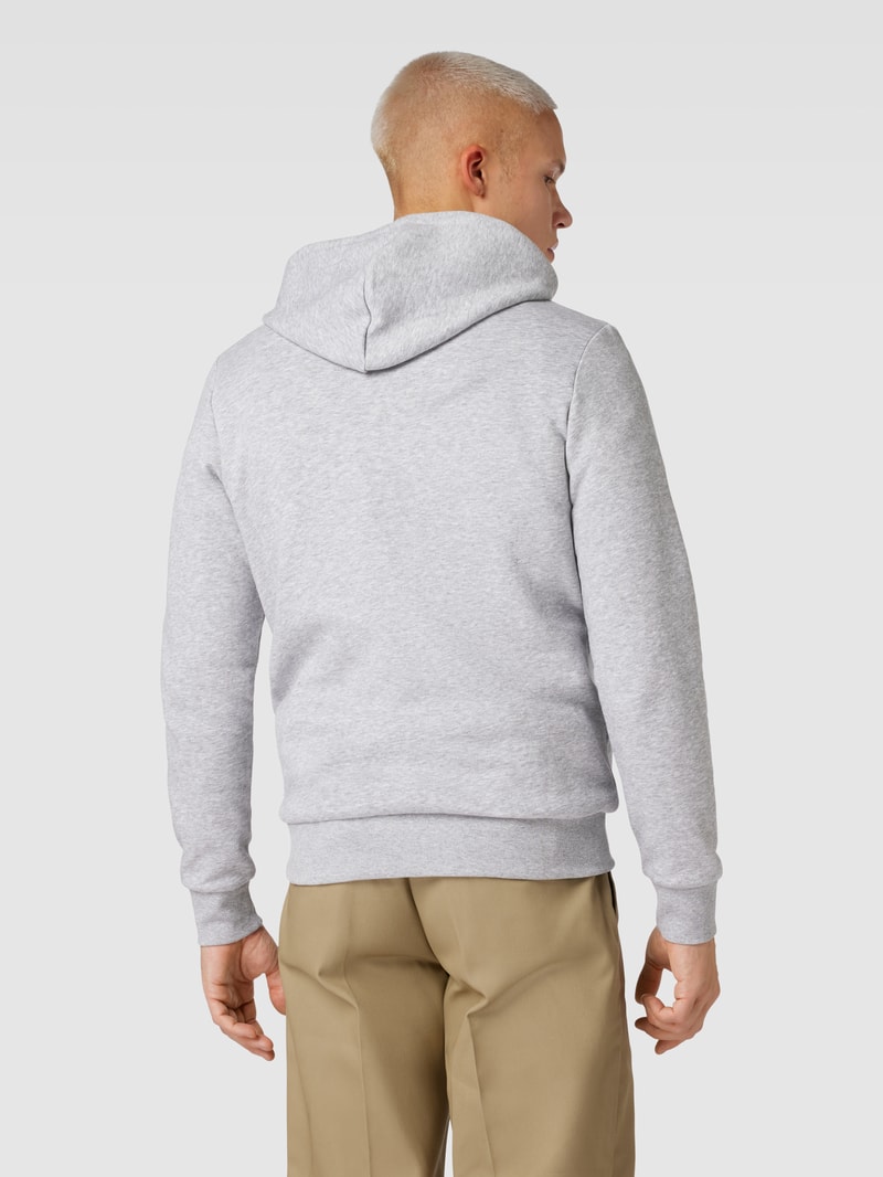 Hoodie mit Label-Print in hellgrau meliert
