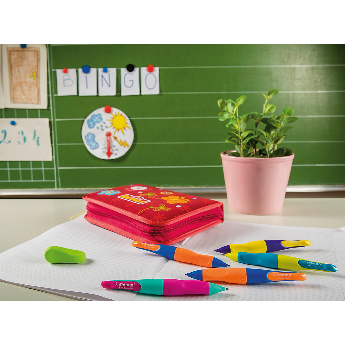 Druckbleistift EASYergo 1.4 mm HB Rechtshänder, türkis/neonpink