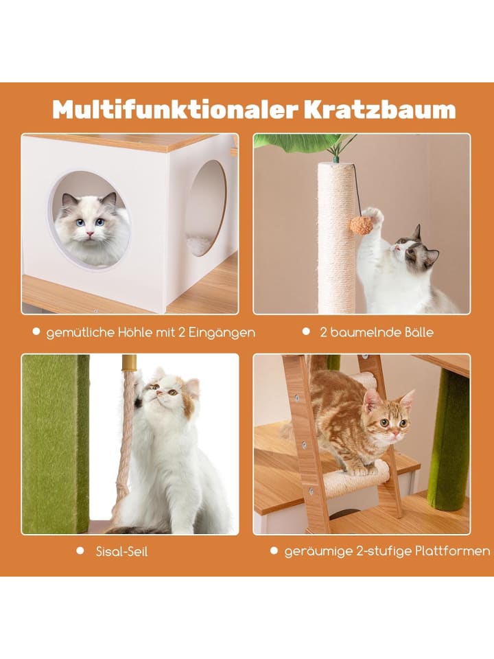 COSTWAY 2in1 Kratzbaum mit Katzenschrank in Beige günstig kaufen onesize