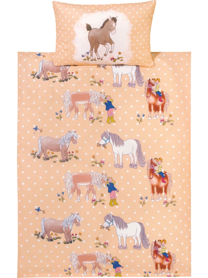 Erwin Müller Edel Flanell Kinder-Bettwäsche in apricot günstig kaufen 135 x 200   80 x 80 cm