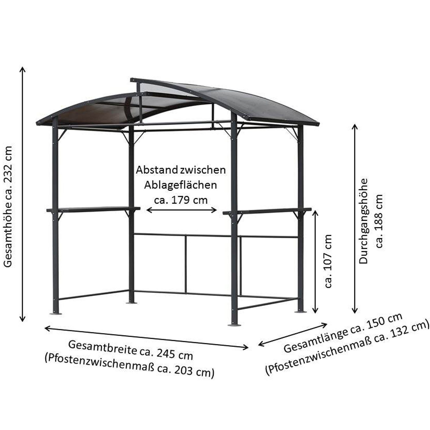 Leco Grillpavillon / Profi-Grillpavillon mit Polycarbonat-Dach