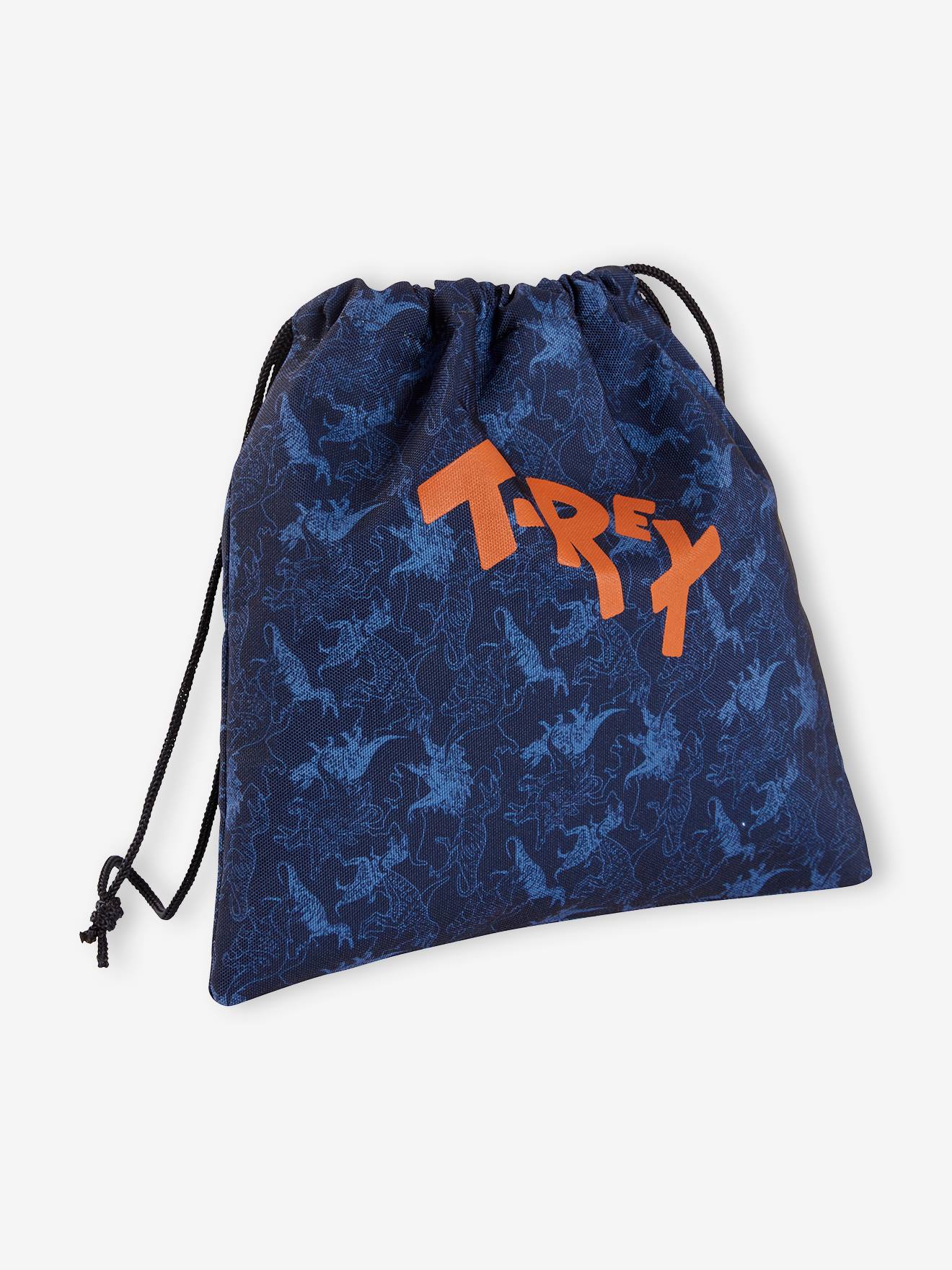 Sac à goûter T-Rex motif dinos garçon dark bleu indigo imprimé