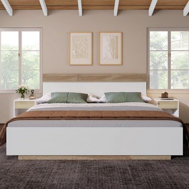 HAUSS SPLOE Massivholzbett Doppelbett Holzbett Bettrahmen Kinderbett Jugendbett (Kiefernholz Doppelbett mit Lattenrost), 140x200cm
